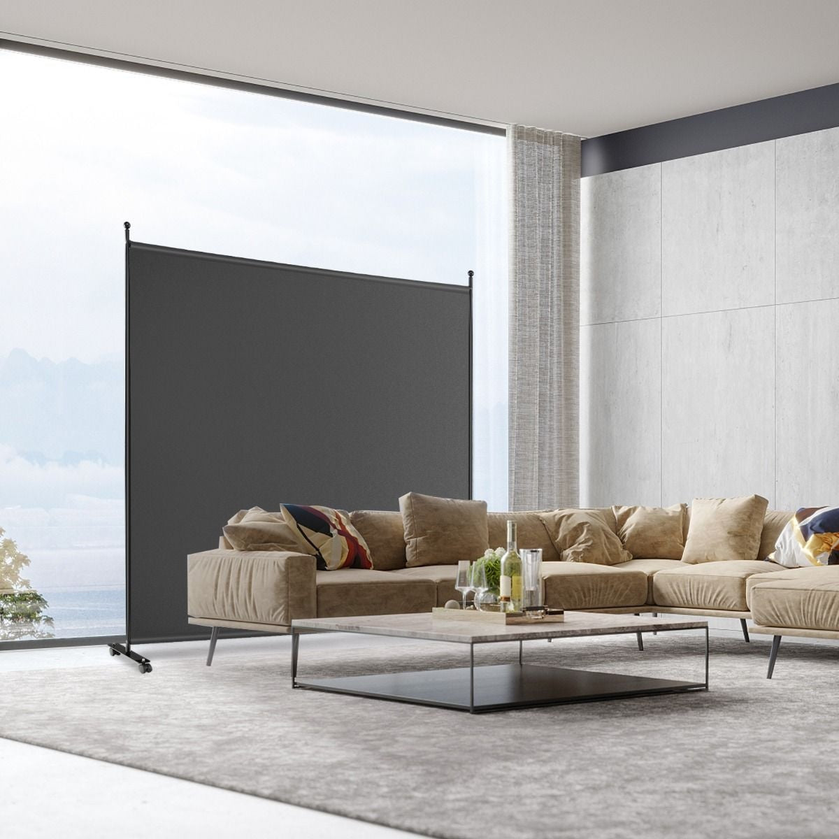 Faltwand Coast - Grau - 184x30x184cm