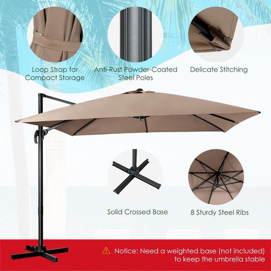 Coast Schwimmender Sonnenschirm - Kippbar - 300 x 300 x 273 cm - Kaffeebraun