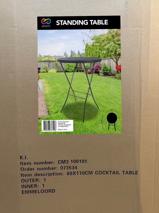 Infinity Goods - Stehtisch- 2er Set - 80cm x 110cm - zusammenklappbar - Schwarz