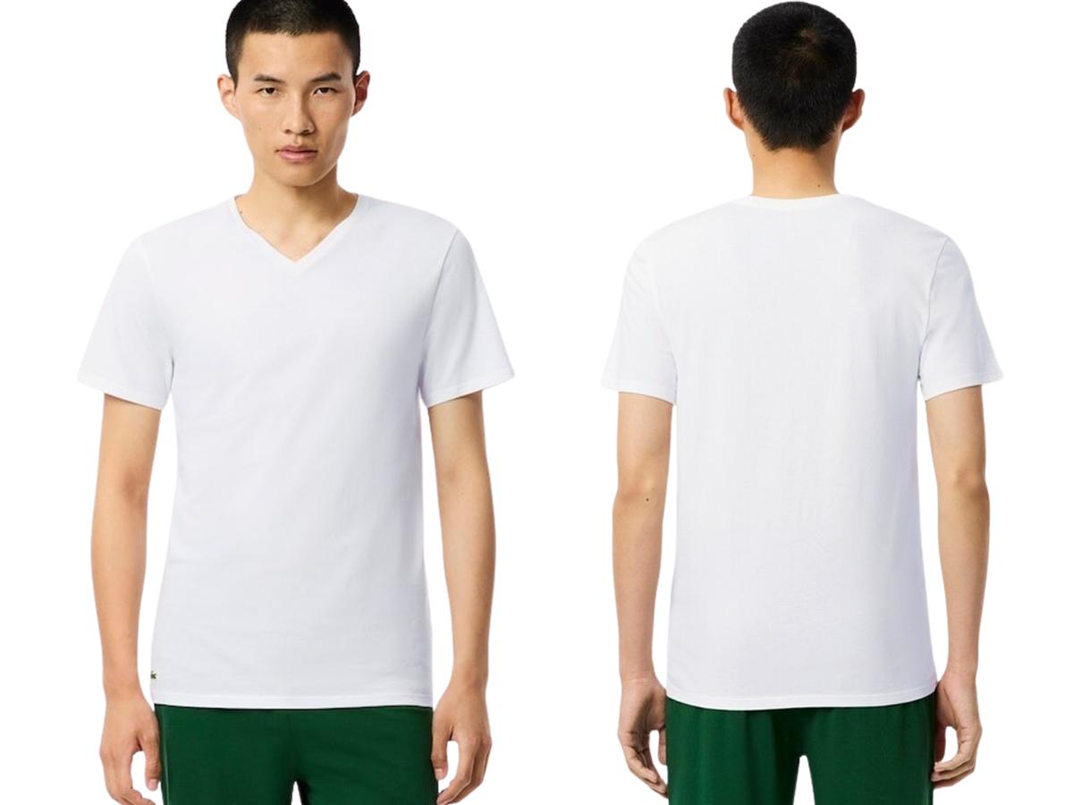 Lacoste Basic T-Shirt – 3er-Pack – Größe XXL – Weiß/Silber-Chine-Schwarz