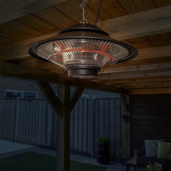 VONROC - Terrassenstrahler - Hängeleuchte & Infrarot - 1500 W - Ø50 x 10 cm - Schwarz