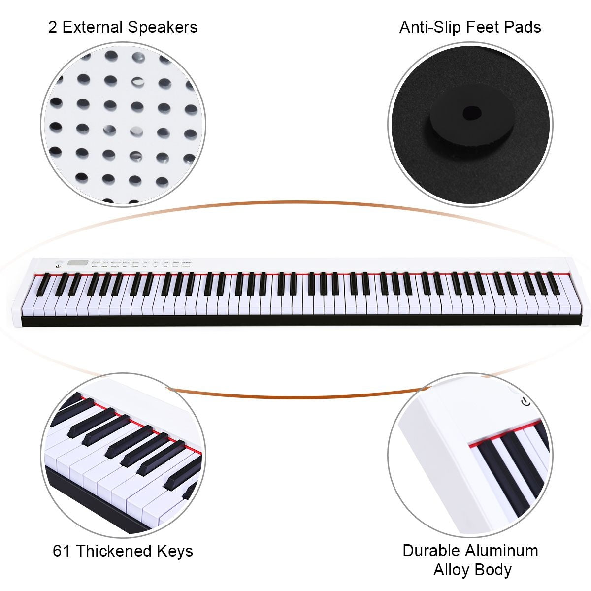 Coast Digital Piano mit 88 Tasten Tragbar Inklusive Tasche - Weiß