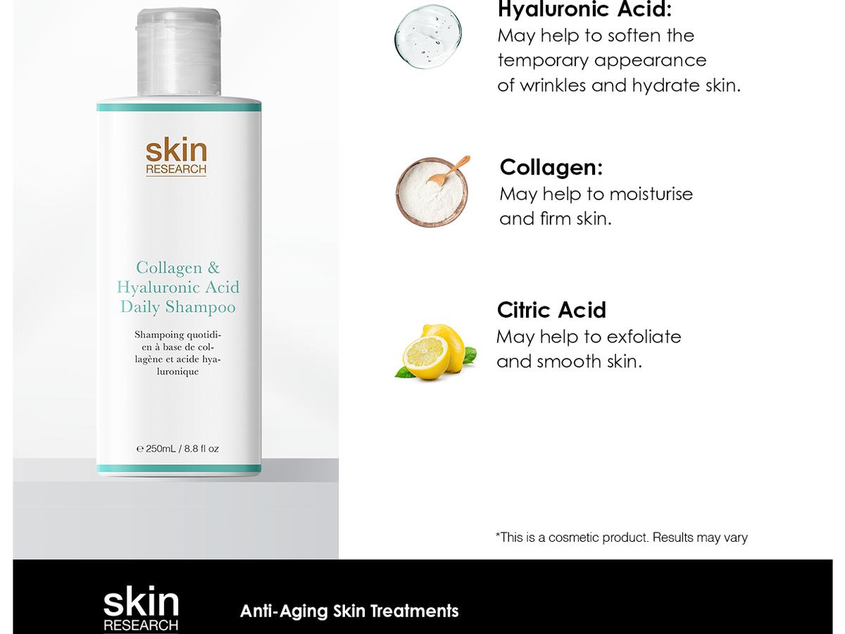 Skin Research Daily Shampoo – Kollagen und Hyaluronsäure – 250 ml – Transparent