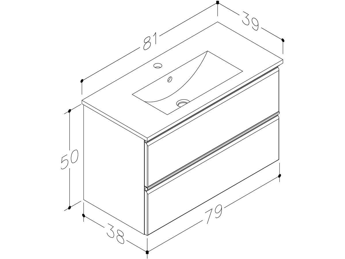 Kame Match Badmöbel Set mit Spiegel - Matt Weiß - 80x81 cm