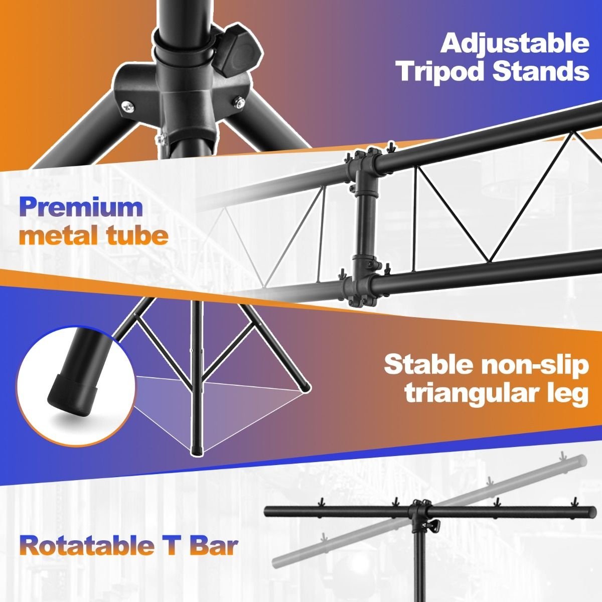 Coast Verstellbares Lichtstativ - 180 bis 350cm - Metall - Schwarz