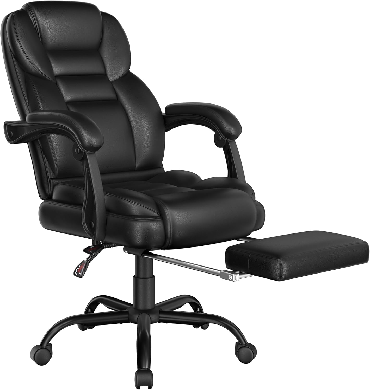 Yaheetech Ergonomischer Chefsessel – mit ausziehbarer Fußstütze – hohe Rückenlehne – schwarz