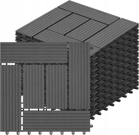 Woltu Terrassenfliesen, 11er-Set – Grau – 30 x 30 cm