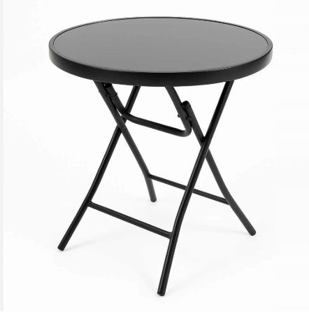 Woltu Klappbarer runder Terrassen-Tisch – Schwarz – 60 x 70 cm