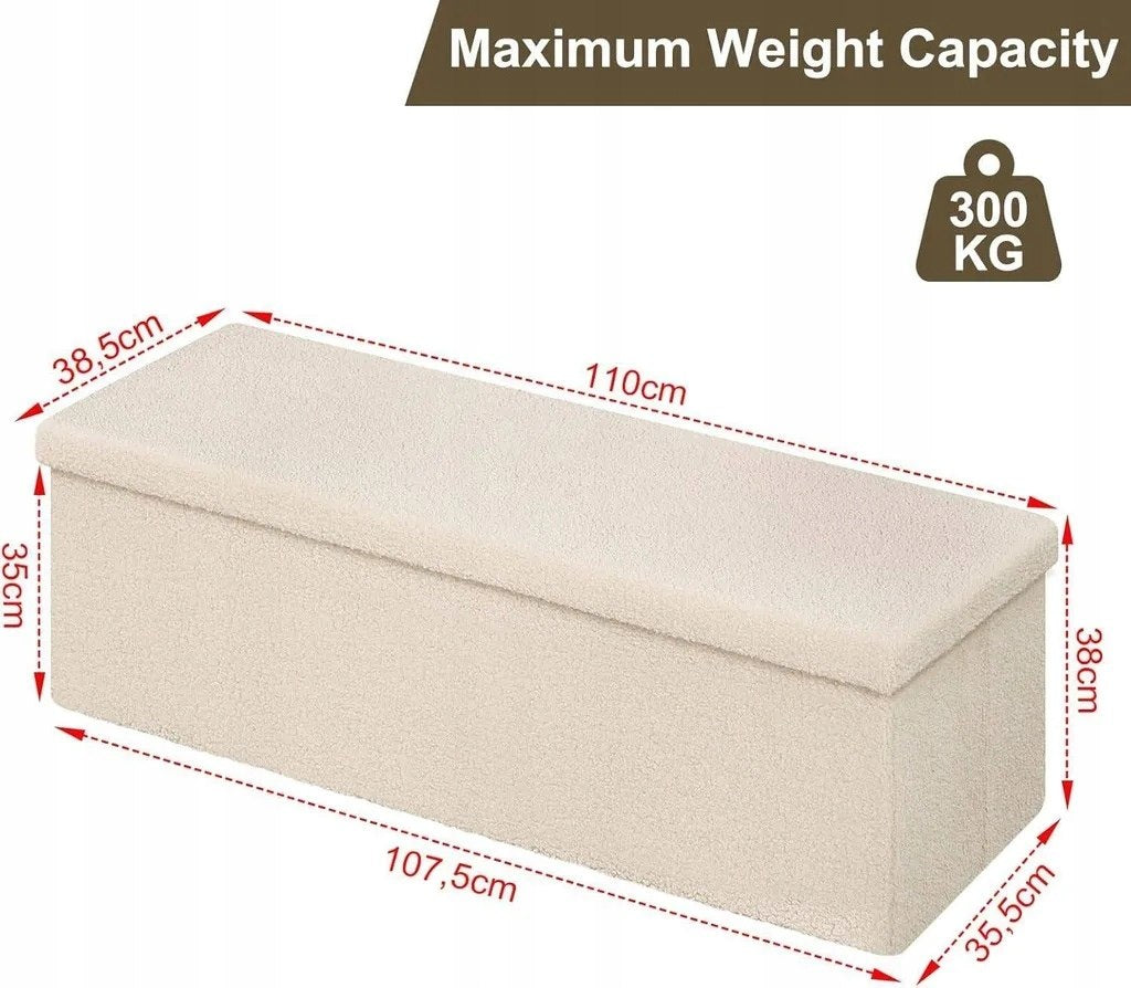Eugad Aufbewahrungsbank mit Deckel – Beige – 110 x 38 x 38 cm
