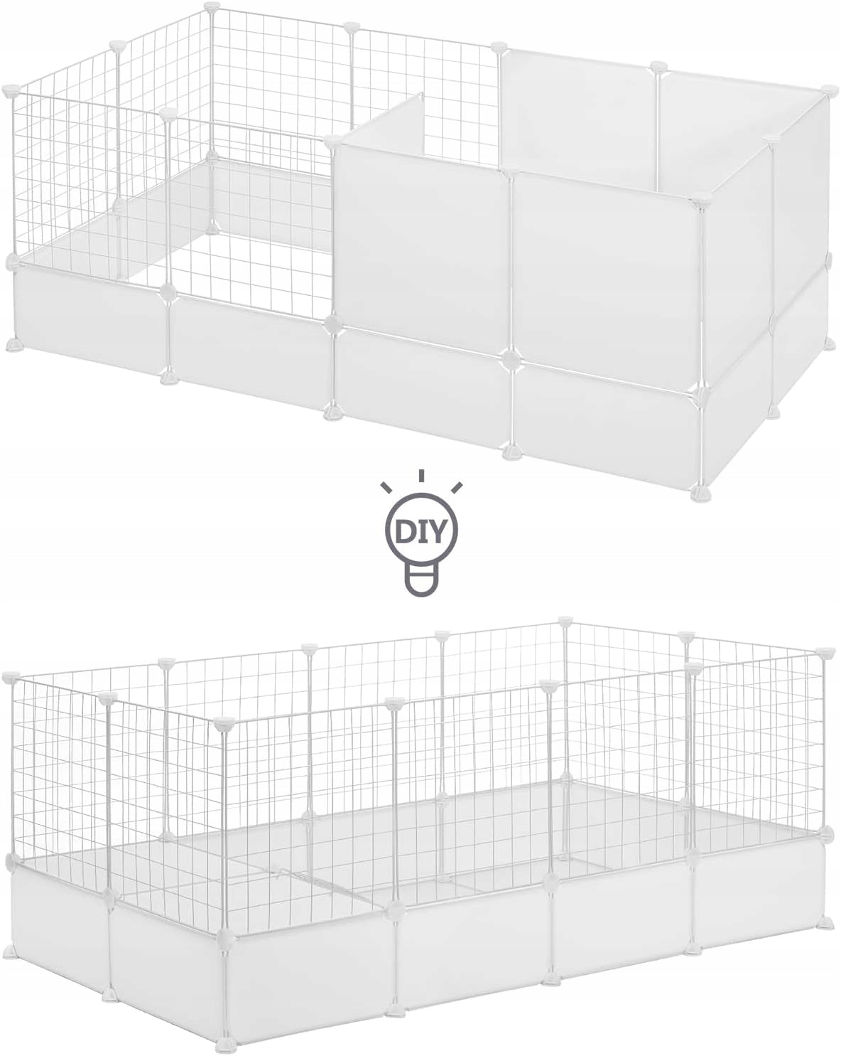 Eugad Modulares Tiergehege mit Boden – Weiß – 142 x 71 x 53 cm