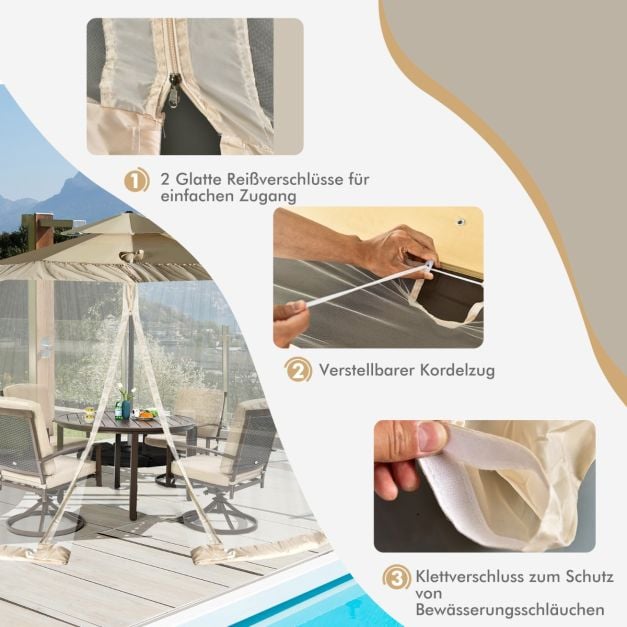 Coast Parasol Moskitonetz - Insektenschutznetz mit 2 Türen und Doppelreißverschluss 12,5 x 2,3 m - Beige