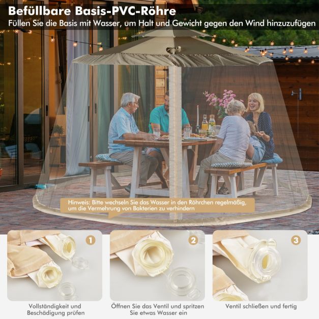 Coast Parasol Moskitonetz - Insektenschutznetz mit 2 Türen und Doppelreißverschluss 12,5 x 2,3 m - Beige