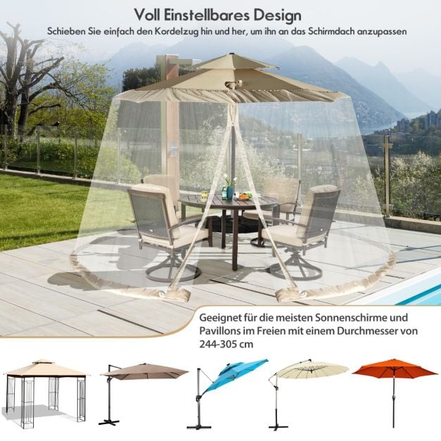 Coast Parasol Moskitonetz - Insektenschutznetz mit 2 Türen und Doppelreißverschluss 12,5 x 2,3 m - Beige
