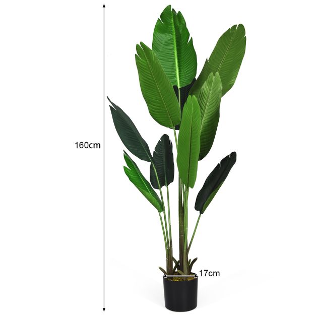 Coast Künstliche tropische Palme - 160 cm - Dekorative Zimmerpflanze - Schwarzer Topf