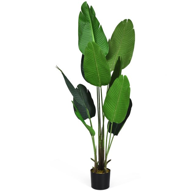 Coast Künstliche tropische Palme - 160 cm - Dekorative Zimmerpflanze - Schwarzer Topf