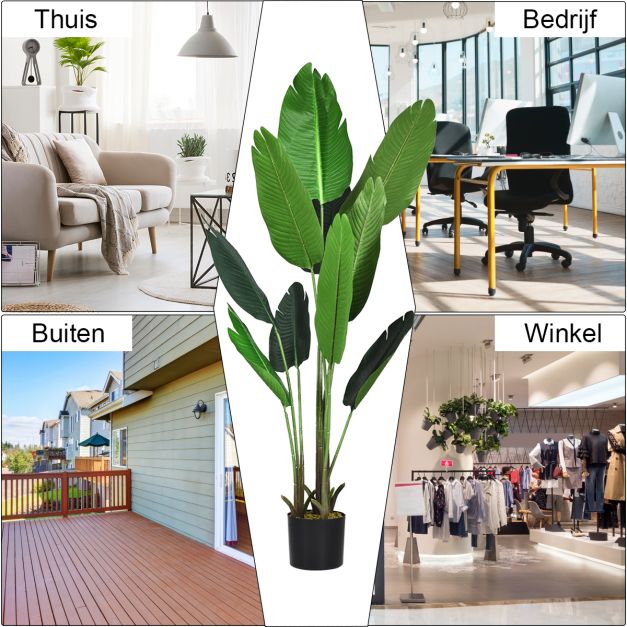Coast Künstliche tropische Palme - 160 cm - Dekorative Zimmerpflanze - Schwarzer Topf
