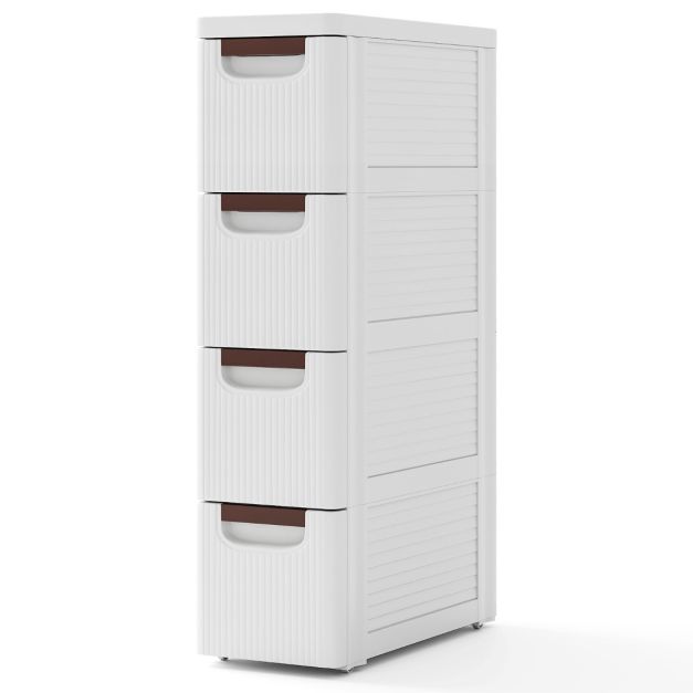 Schmaler Aufbewahrungsschrank für kleinen Raum Rolling Organizer Cabinet mit 4 Schubladen und eingebauten Rädern Plastic Trolley für Badezimmer