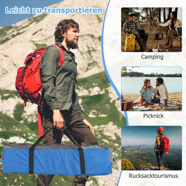 Coast 3-Personen Campingzelt - Wasserdicht mit Regenschutz und Tragetasche 200 x 146 x 130 cm - Blau/Schwarz