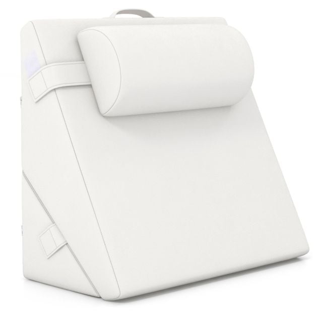 Coast Wedge Cushion Off White - 3-teilige verstellbare Rückenlehne mit Kopfstütze und Memory Foam - 57 x 30 x 53 cm