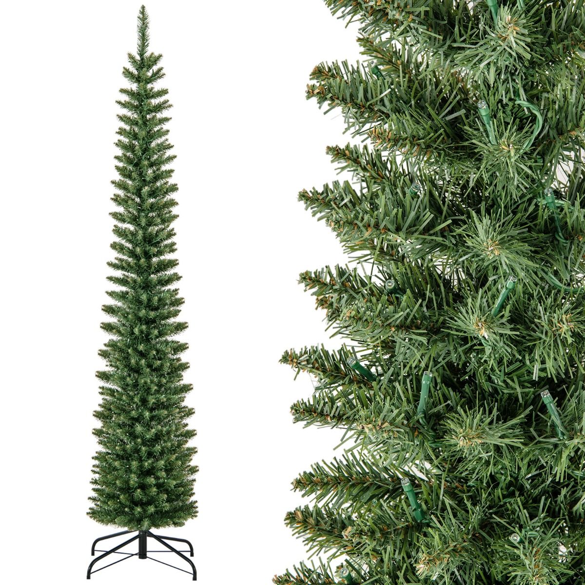 Künstlicher Weihnachtsbaum Coast mit 499 Zweigen - 200 warmweiße LED-Lichter - 210 cm hoch - grün