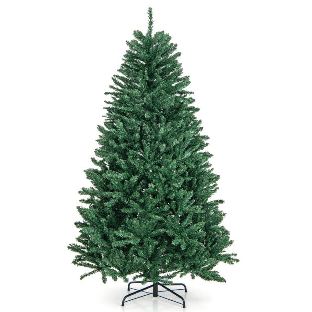 180cm Weihnachtsbaum Künstlicher Weihnachtsbaum mit klappbarem Metallständer PVC Kunstbaum Dekorativer Baum mit 1355 Spitzen Grün