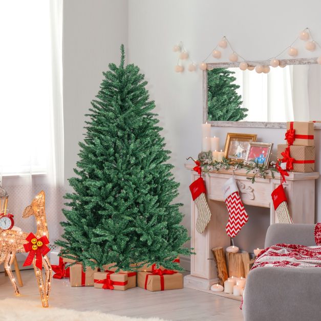 180cm Weihnachtsbaum Künstlicher Weihnachtsbaum mit klappbarem Metallständer PVC Kunstbaum Dekorativer Baum mit 1355 Spitzen Grün
