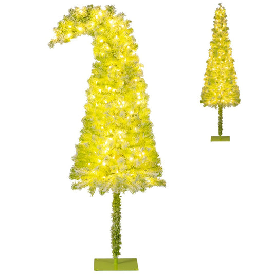 Coast Künstlicher Weihnachtsbaum mit Lichtern und Schnee - 50 x 180 cm - Mit biegbarer Spitze und 120 warmweißen LED-Lichtern und 8 Lichtmodi - Für Weihnachten und Winterthema - Grüner Schnee PVC und Metall