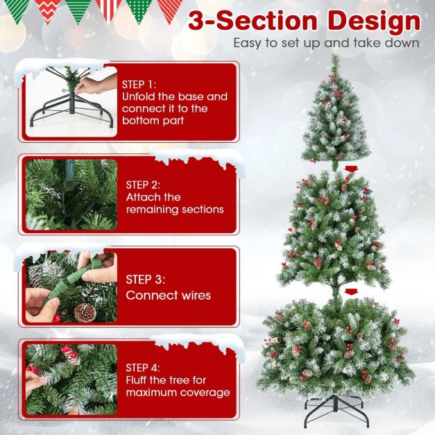 Cost - Künstlicher Weihnachtsbaum mit Lichtern - 420 Led-Lampen - Weiß/Grün - 195x106 cm
