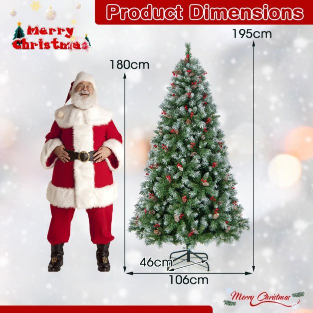 Cost - Künstlicher Weihnachtsbaum mit Lichtern - 420 Led-Lampen - Weiß/Grün - 195x106 cm