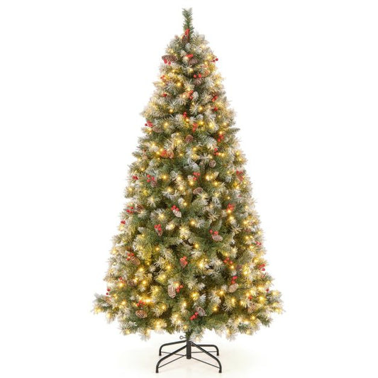 Cost - Künstlicher Weihnachtsbaum mit Lichtern - 420 Led-Lampen - Weiß/Grün - 195x106 cm
