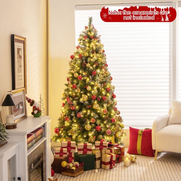 Cost - Künstlicher Weihnachtsbaum mit Lichtern - 420 Led-Lampen - Weiß/Grün - 195x106 cm