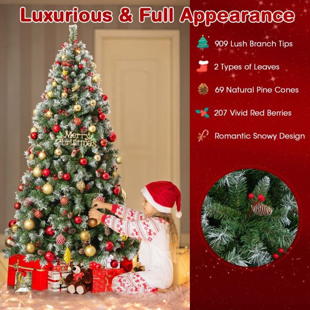 Cost - Künstlicher Weihnachtsbaum mit Lichtern - 420 Led-Lampen - Weiß/Grün - 195x106 cm