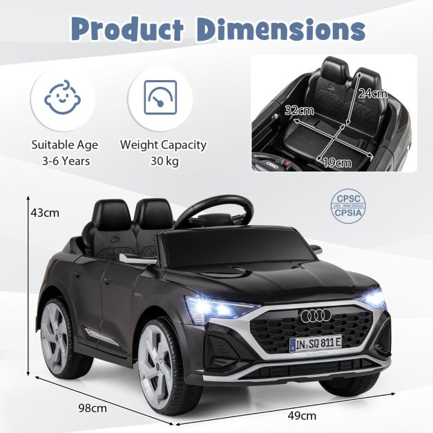 costway 12V Elektroauto für Kinder - audi SQ8 - schwarz
