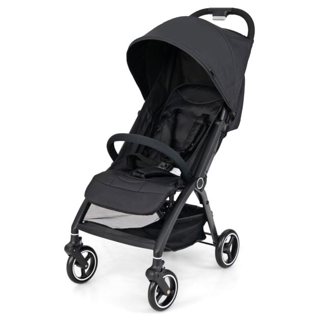 Coast Reisebuggy – Leichter Kinderwagen mit verstellbarer Rückenlehne und Sonnendach – Schwarz/Grau