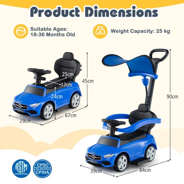 Coast Mercedes-Benz Duwauto 3-in-1 - 84 × 39 × 90 cm - Lauflernwagen mit Lenker, Verdeck, Sound und Stauraum