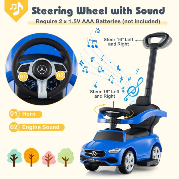 Coast Mercedes-Benz Duwauto 3-in-1 - 84 × 39 × 90 cm - Lauflernwagen mit Lenker, Verdeck, Sound und Stauraum