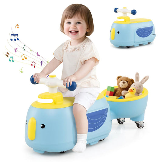 Costway TQ10407NY - Kleinkind-Fahrzeug mit Anhänger, Lichtern und Musik - 12 Monate+ - Blau Produktbeschreibung: