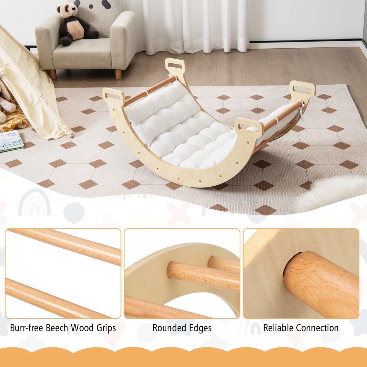Coast Kletterbogen mit weichem Kissen - Holz - 81 x 50 x 38,5 cm - Naturfarbe
