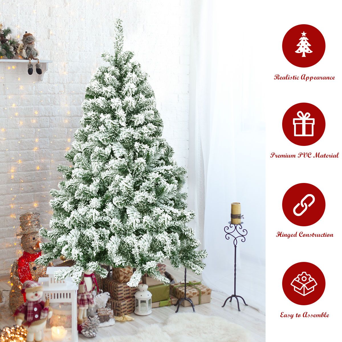Coast Künstlicher Schnee -bedeckter Weihnachtsbaum mit Metallständer und PVC-Nadeln 135 cm