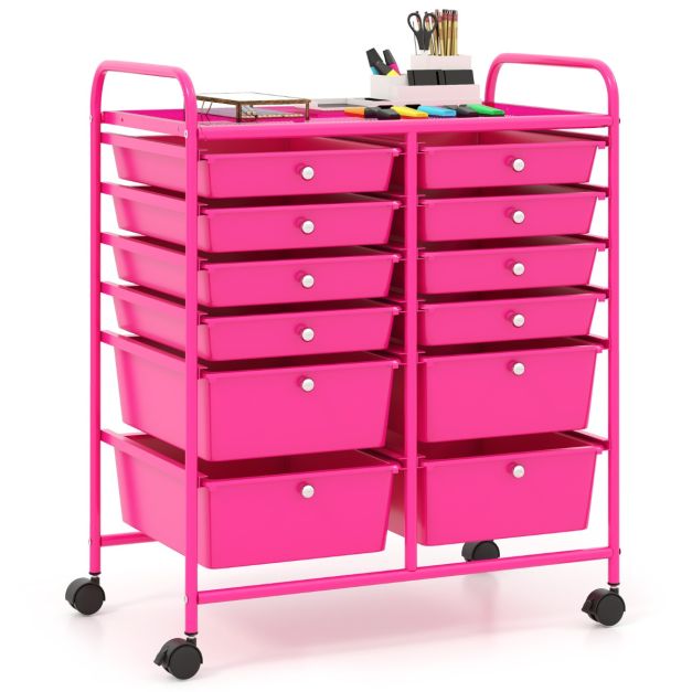 Coast Roller Trolley - Metall - 12 Schubladen - 64x38x75 cm - Rosa