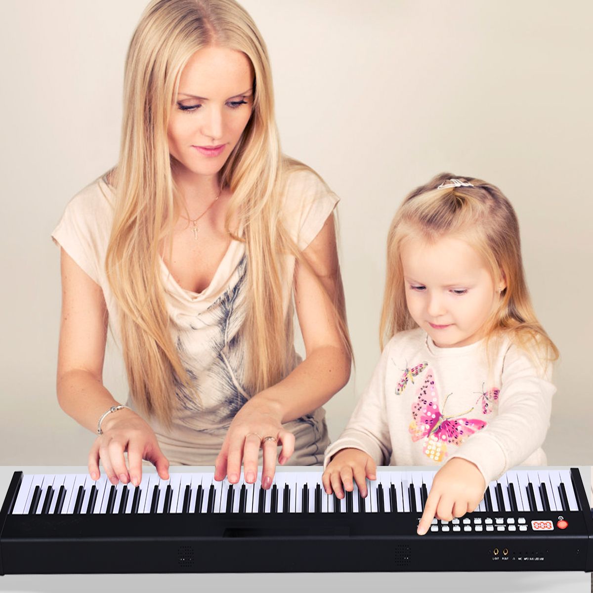 Coast 88-Tasten-Digitalpiano für Kinder und Erwachsene - 127×21,5×6,5 cm - Schwarz/Weiß - Inklusive Tragetasche und Sustain-Pedal