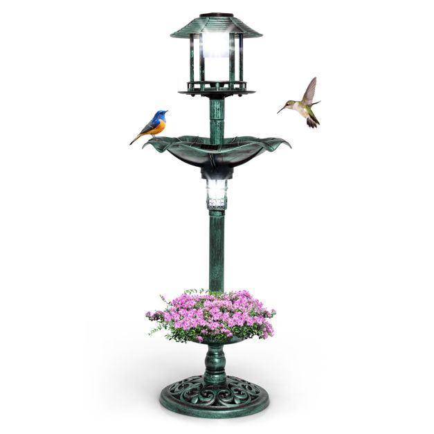 Coast Vogelfutterhaus - Solarbetrieben - PP - Ø43x110cm - Grün