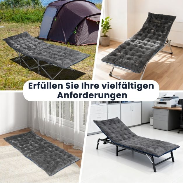Coast Lounger Cushion Grey - Dickes Lounge Chair Kissen mit Befestigungsgurten - 190 x 70 x 7 cm