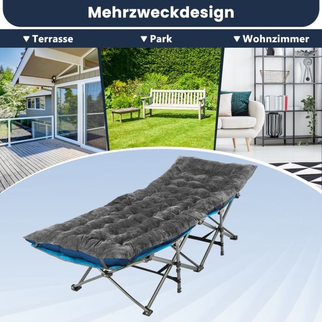 Coast Lounger Cushion Grey - Dickes Lounge Chair Kissen mit Befestigungsgurten - 190 x 70 x 7 cm