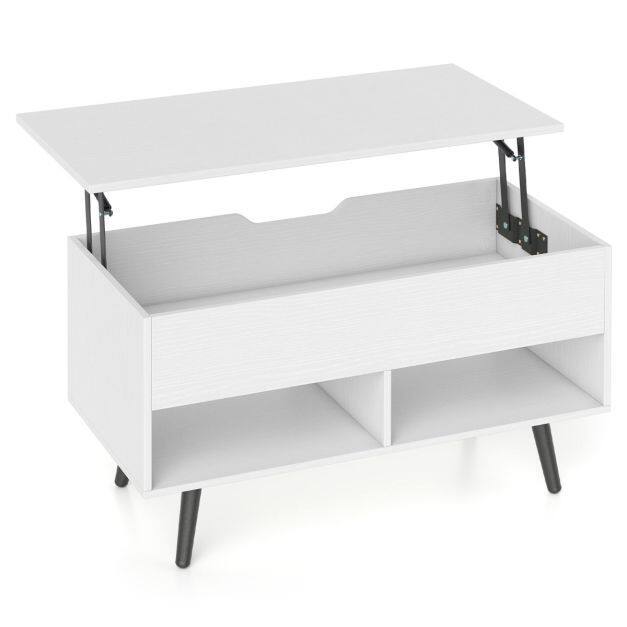 Coast Lift Top Couchtisch Weiß - 120 x 60 x 45 cm - Mit Ablage und offenen Regalen