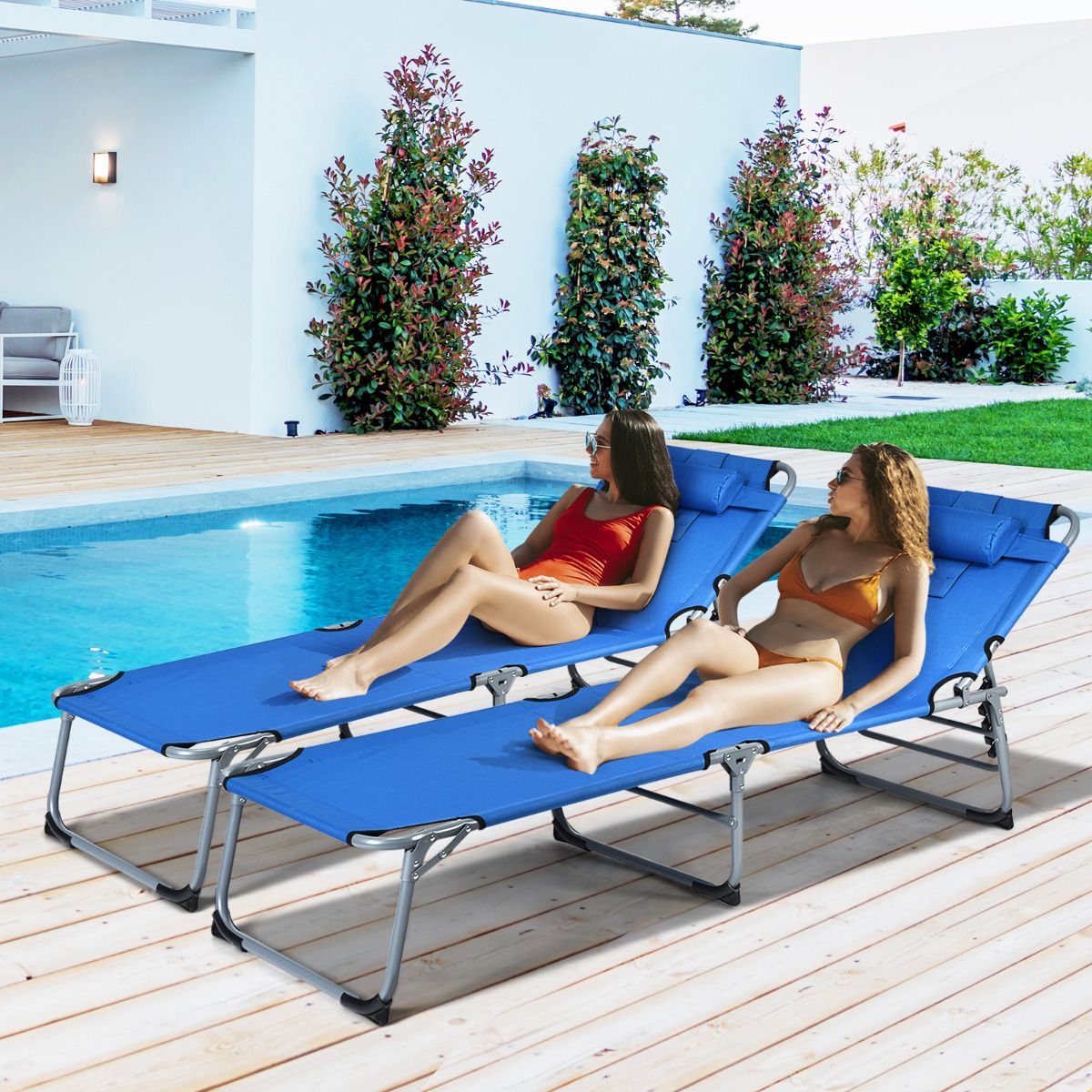 Coast 5-Position Folding Lounge Chair - 194x60x36-86 cm - Blau - Oxford Fabric - 150 kg Tragfähigkeit