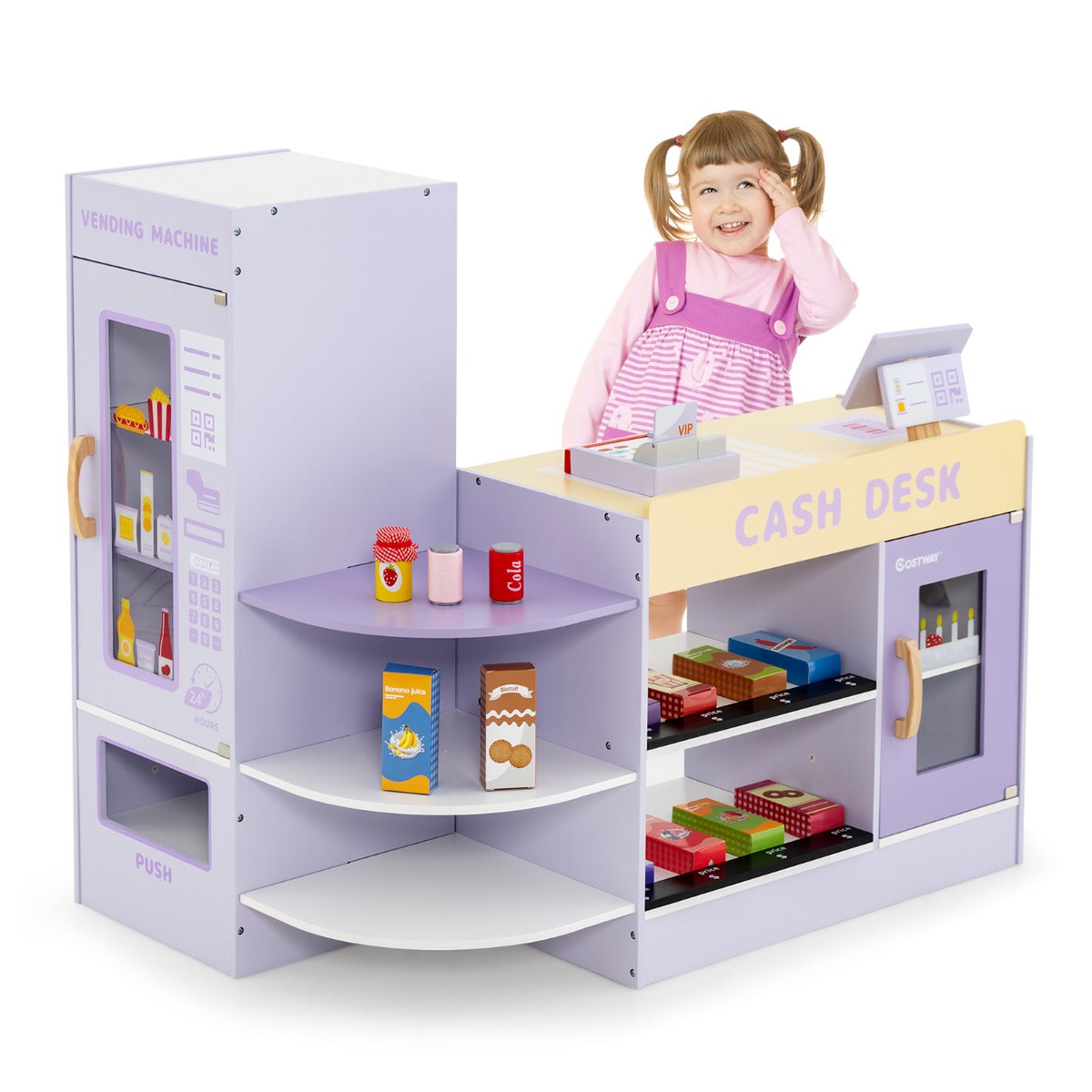 Küsten-Kinderladen - Supermarkt-Set mit Kasse - rosa