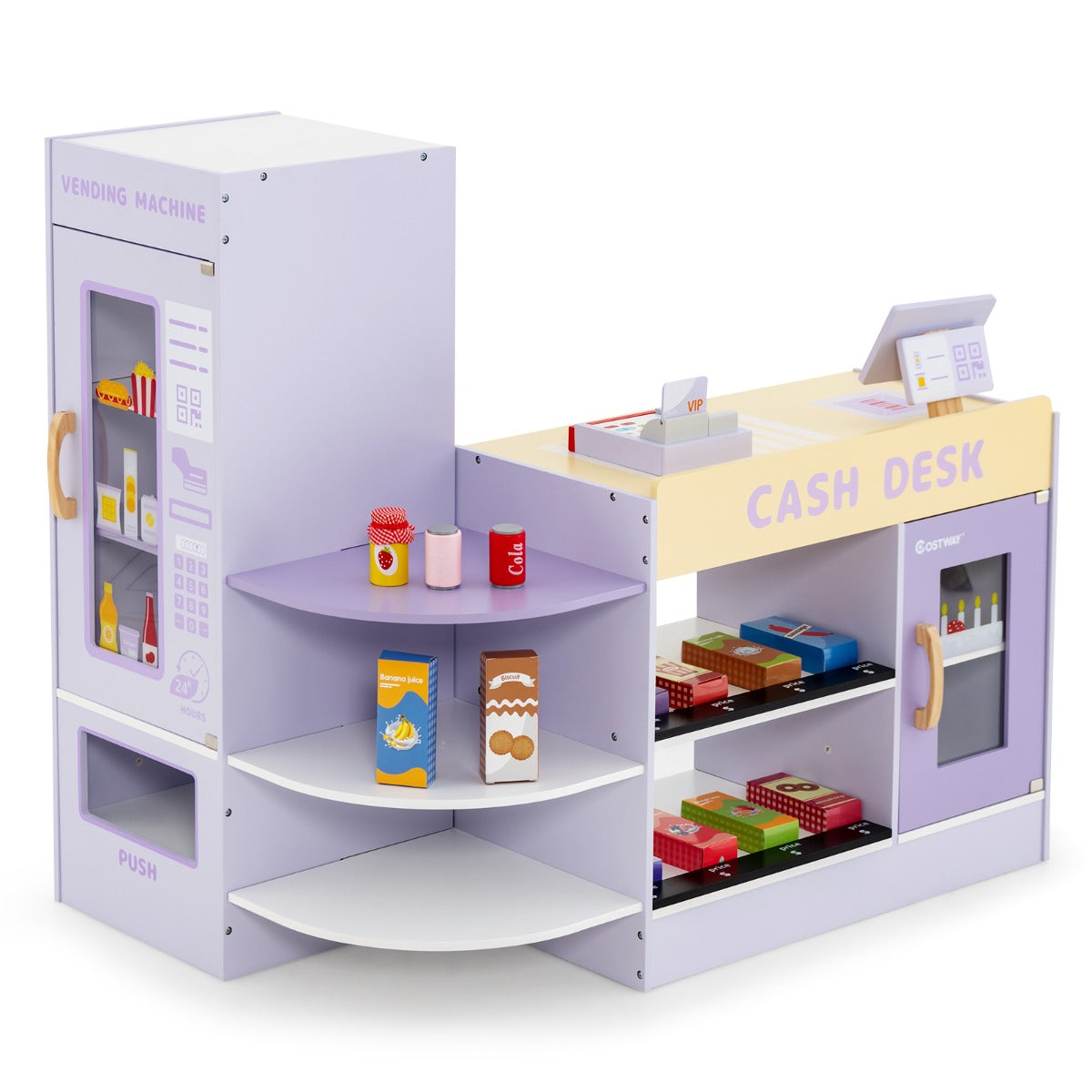 Küsten-Kinderladen - Supermarkt-Set mit Kasse - rosa