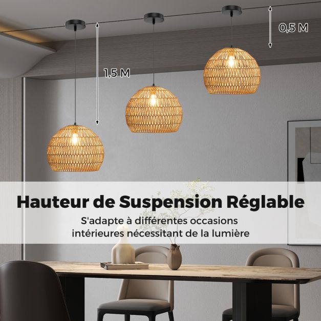 Coast Pendelleuchte - Geflochten - Papier - Weide - Bohème - Verstellbar - E27 - Deckenleuchte