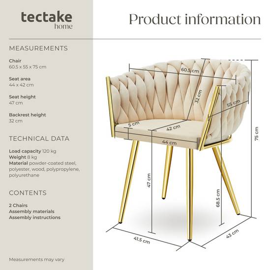 Tectake Esszimmerstuhl Astano - Samt - Schwarz